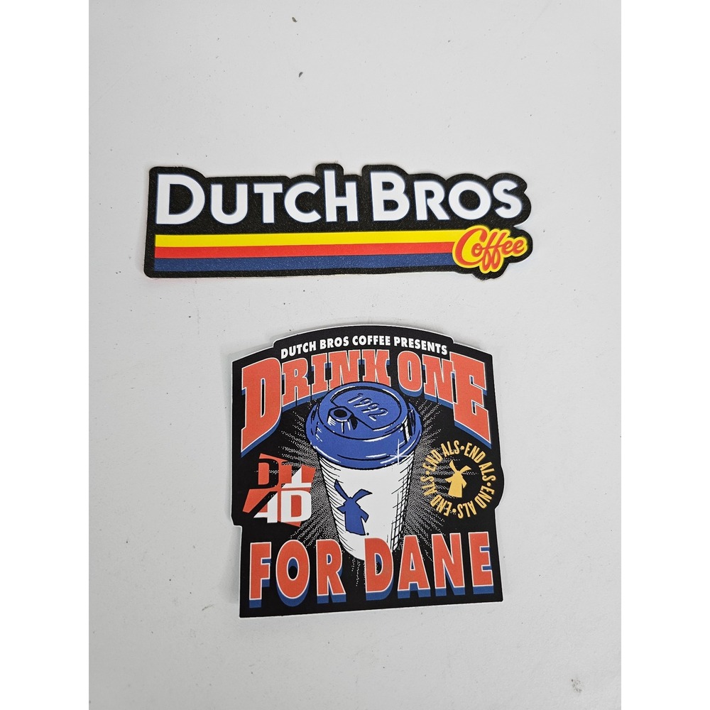 Dutch Bros Coffee Sticker Drink One For Dane and Black Classic Logo Decal Set